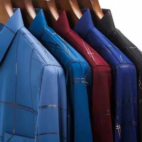 PAGUE 3 LEVE 5 - Camisa Manga Longa Casual European em Seda Gelo e Poliéster + BRINDES: Cinto, Carteira e Relógio