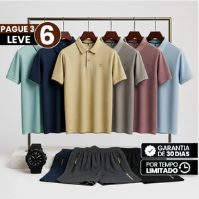 [Leve 6, Pague Só 3] Camisa Polo Latitude Masculina em Poliéster e Elastano com Secagem Rápida e Alta Resistência + BRINDES