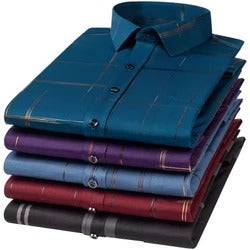 PAGUE 3 LEVE 5 - Camisa Manga Longa Casual European em Seda Gelo e Poliéster + BRINDES: Cinto, Carteira e Relógio