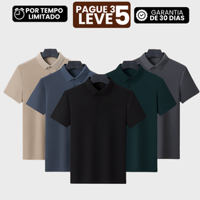 [Leve 5, Pague 3] Camisa Polo Masculina Drax em Seda Gelo e Poliéster (QUEIMA DE ESTOQUE)