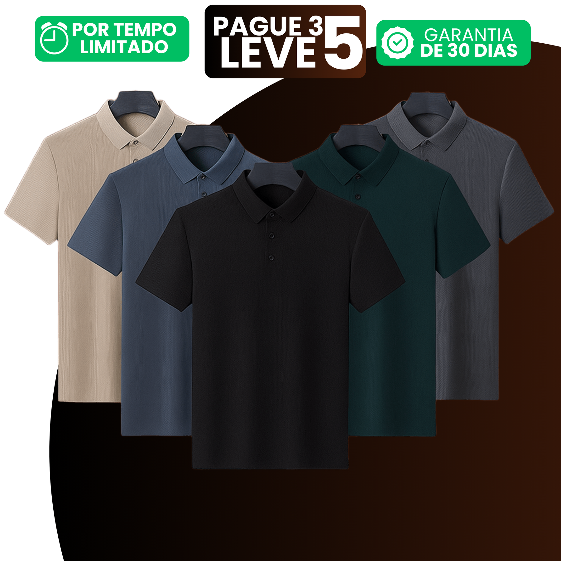 [Leve 5, Pague 3] Camisa Polo Masculina Drax em Seda Gelo e Poliéster (QUEIMA DE ESTOQUE)